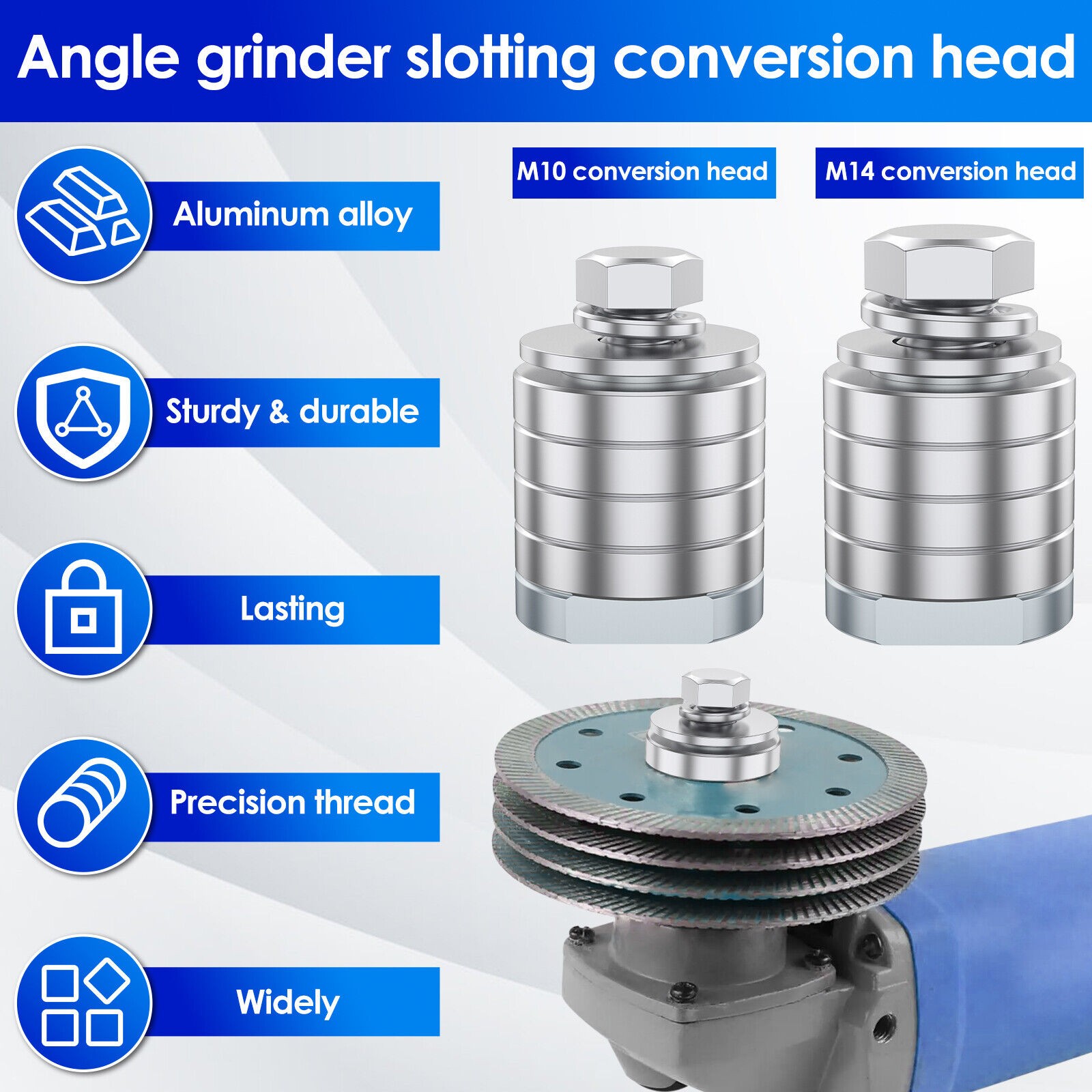 Angle Grinder to Grooving Machine Adapter, M10+M14 Thread Quick Change Adapt