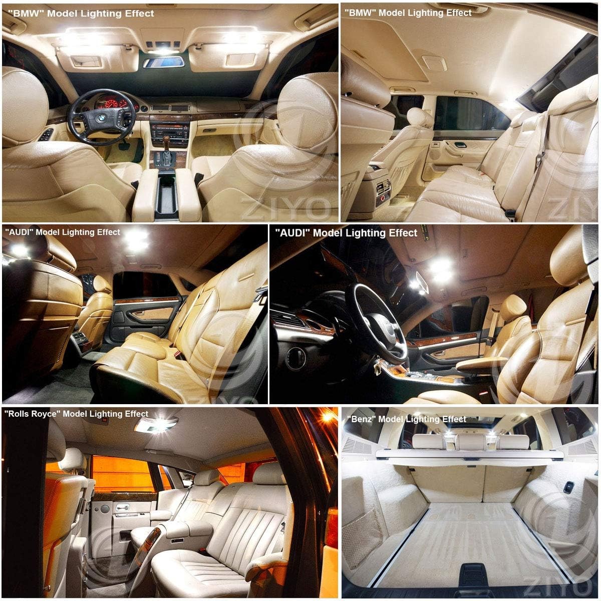 Replacement LED Interior Light kit, 6 Model: Toyota Prius 2004-2009 (11 Bulbs)