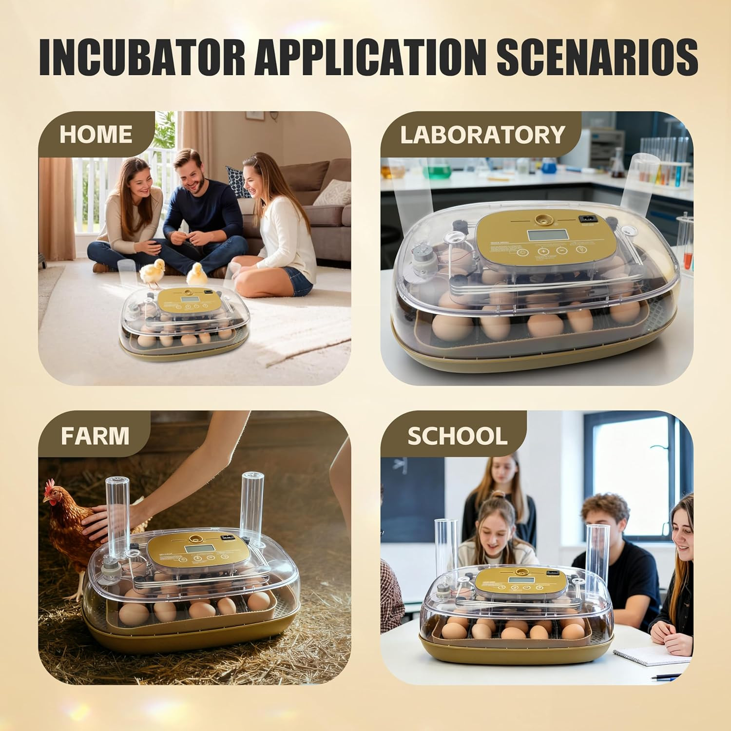 Incubators for Hatching Eggs, 24 Egg Incubator with Automatic Egg Turning and Hu