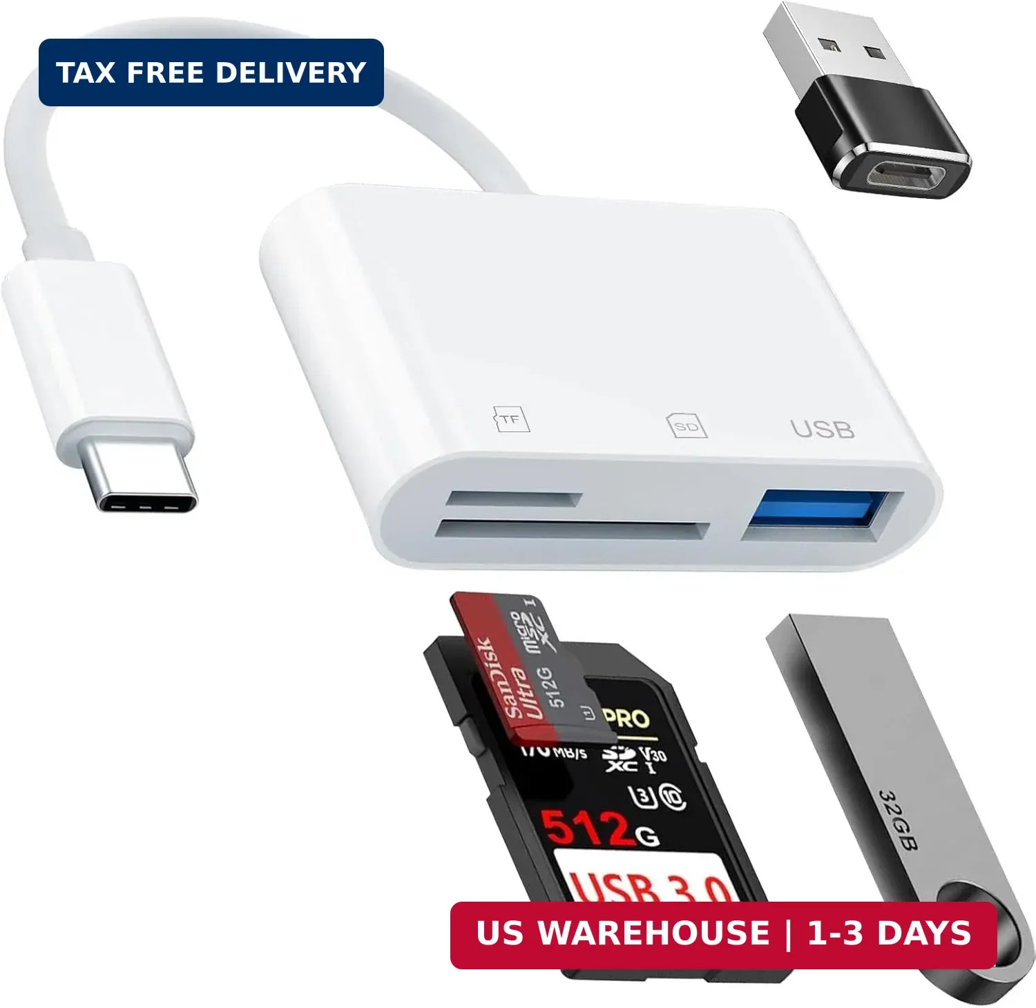USB C SD Card Reader,USB C for iPhone 15 16/iPad/Mac/Laptop，3 in 1 sd Card Reade