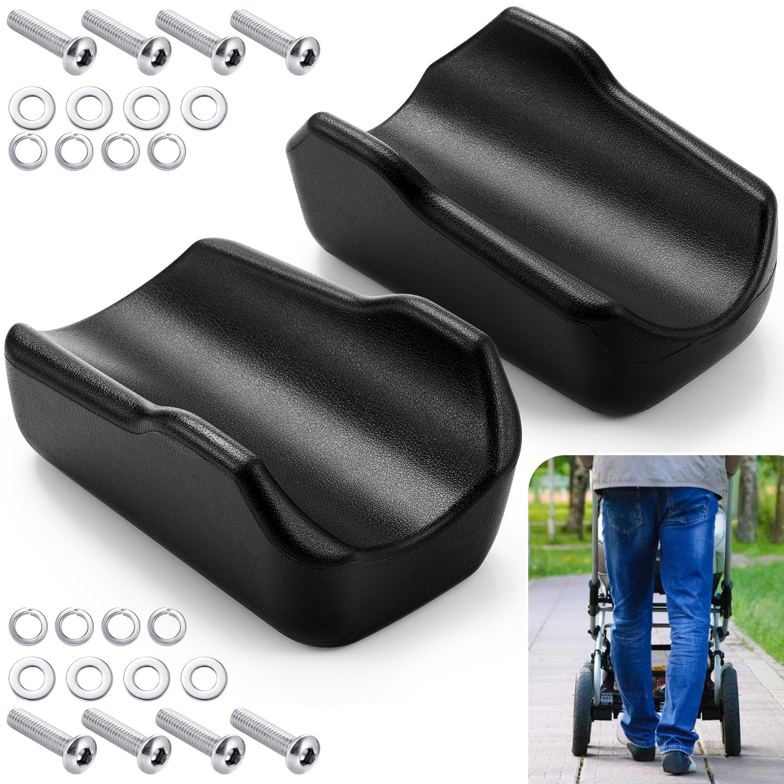 Yoojahow 2 Pcs Rollator Armrest Pad Upright Walker Forearm Pads Black Walker ...