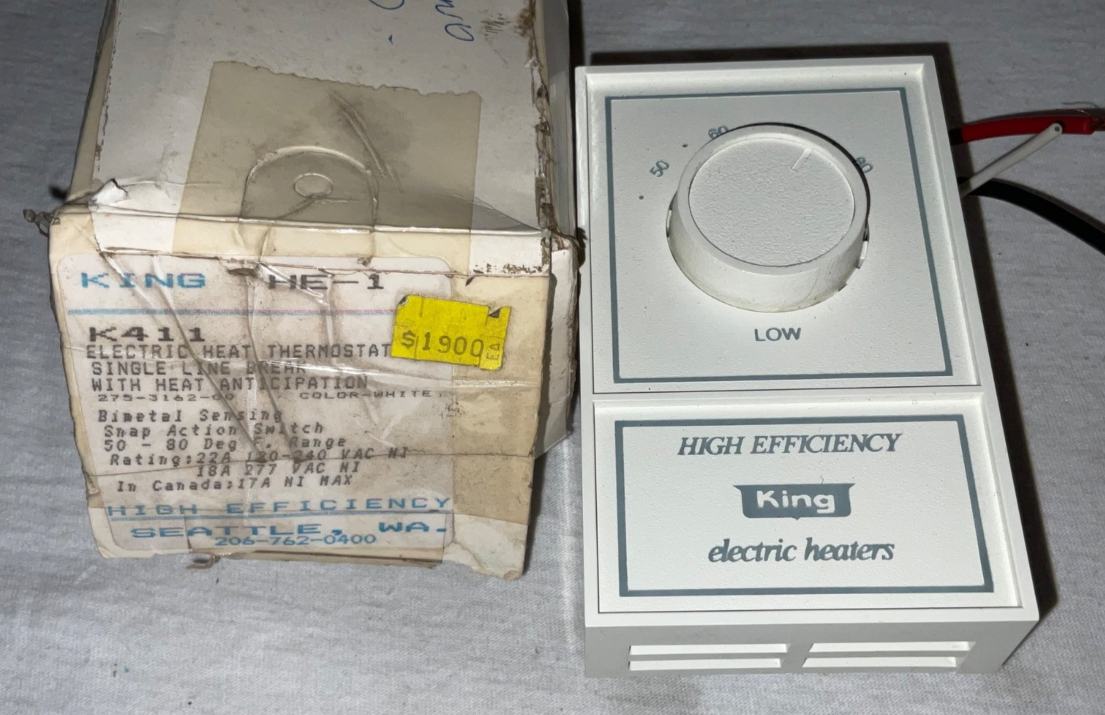 King K411 Electric Heat Thermostat Single Line Break Heat Anticipation Snap Acti