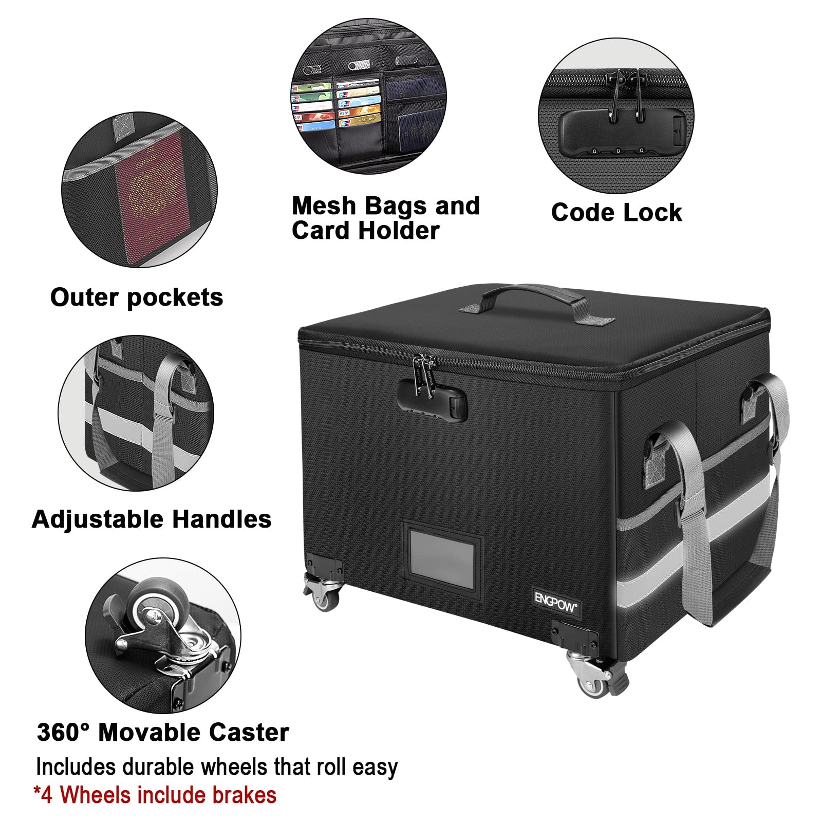 File Box With Wheels Fireproof Document Box With Lockcollapsible Rolling File St