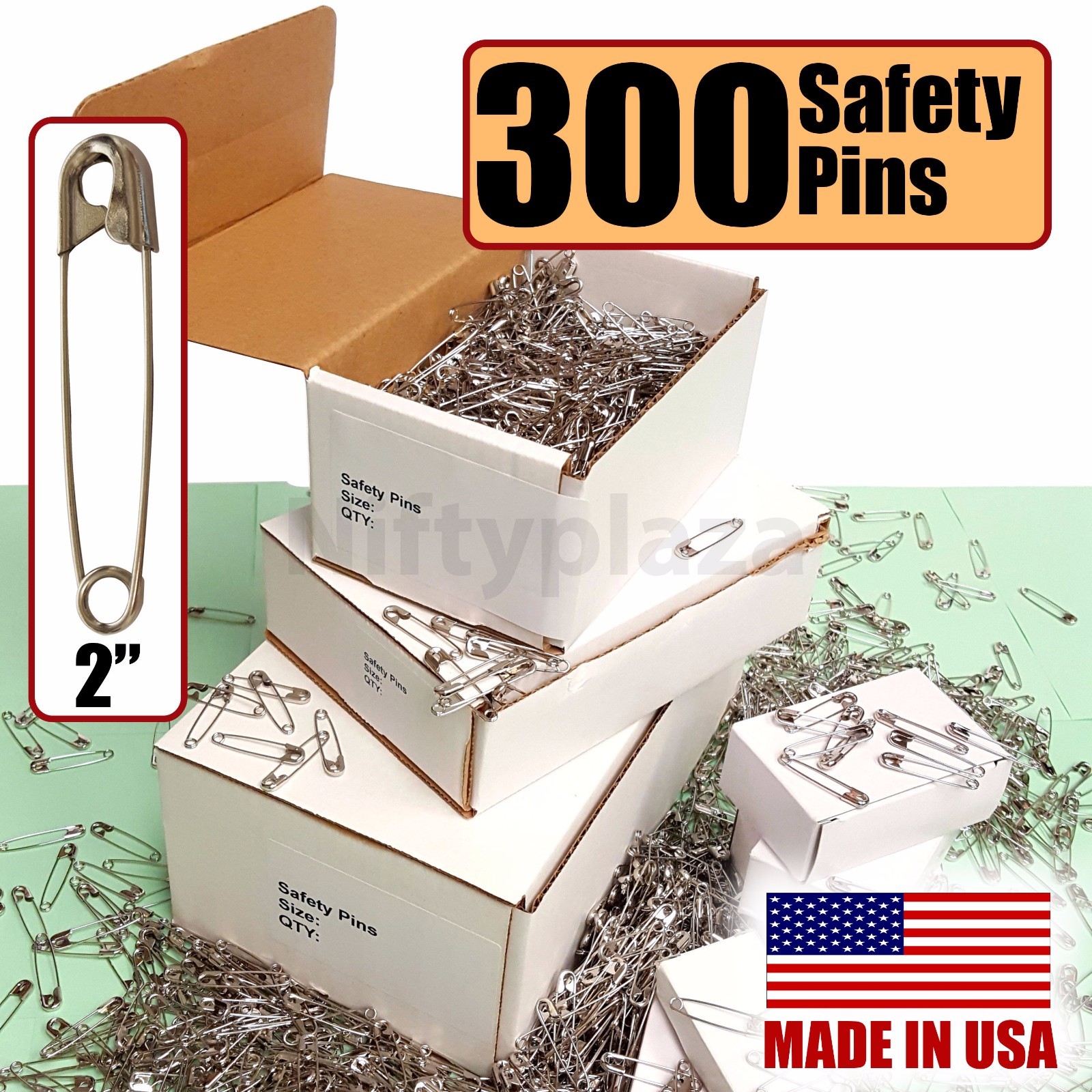 Extra Large Safety Pins Lot of 300 Brand New Size 2" Quilters Crafting Diapers