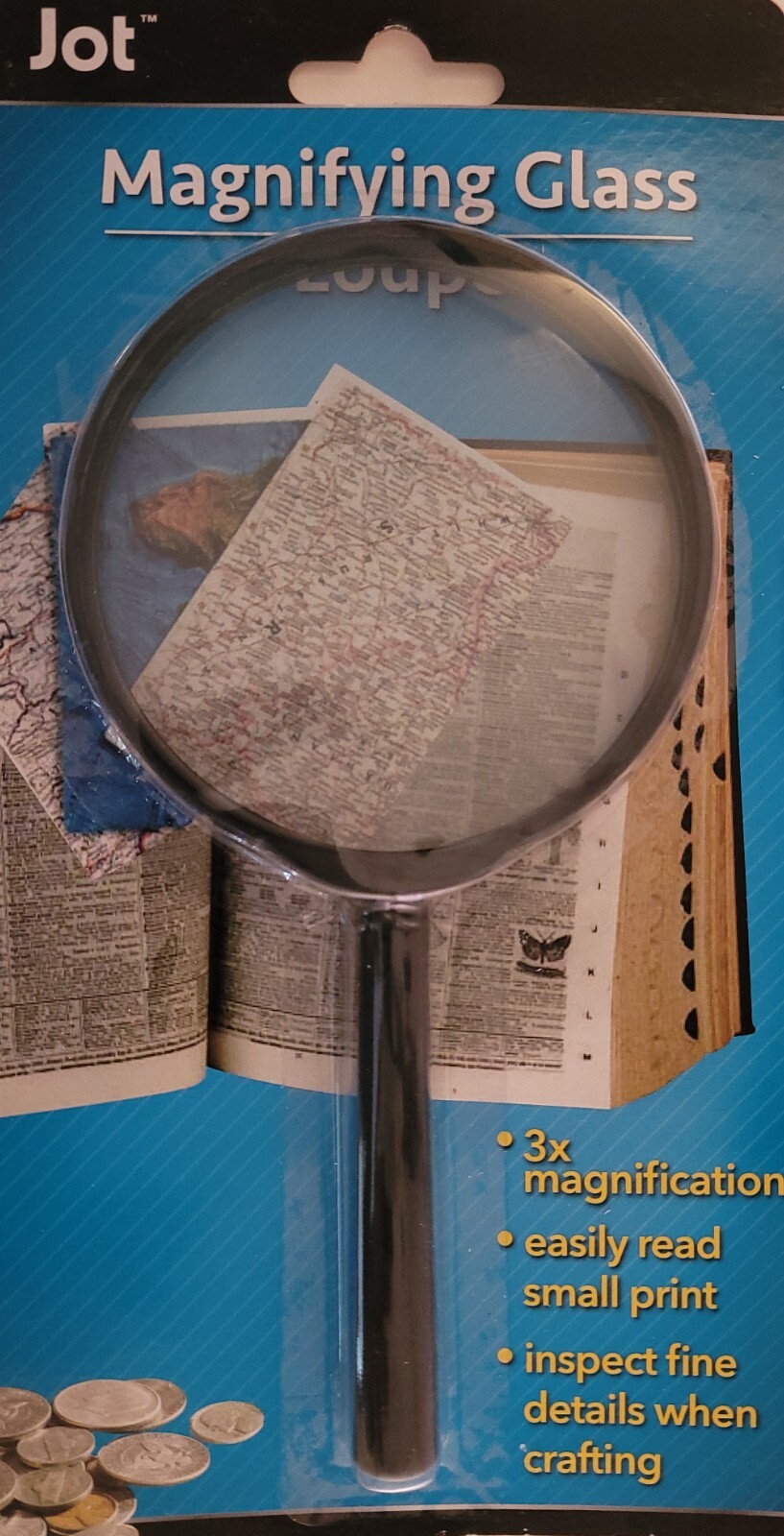 Handheld Reading Magnifying Glass Glasses 3X, 3.5 Inch (89 mm) Diameter
