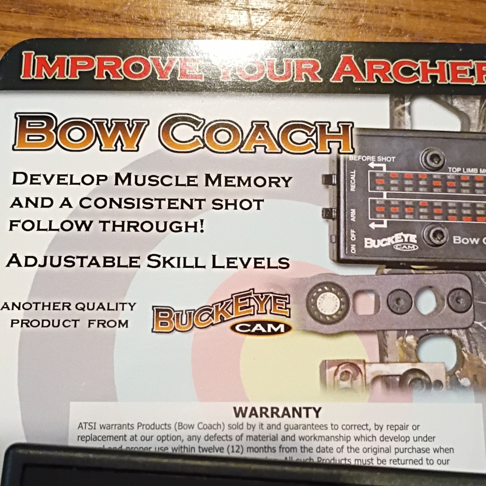 BuckEye Cam Bow Coach Archery Training Device Black Adjustable Skill Levels