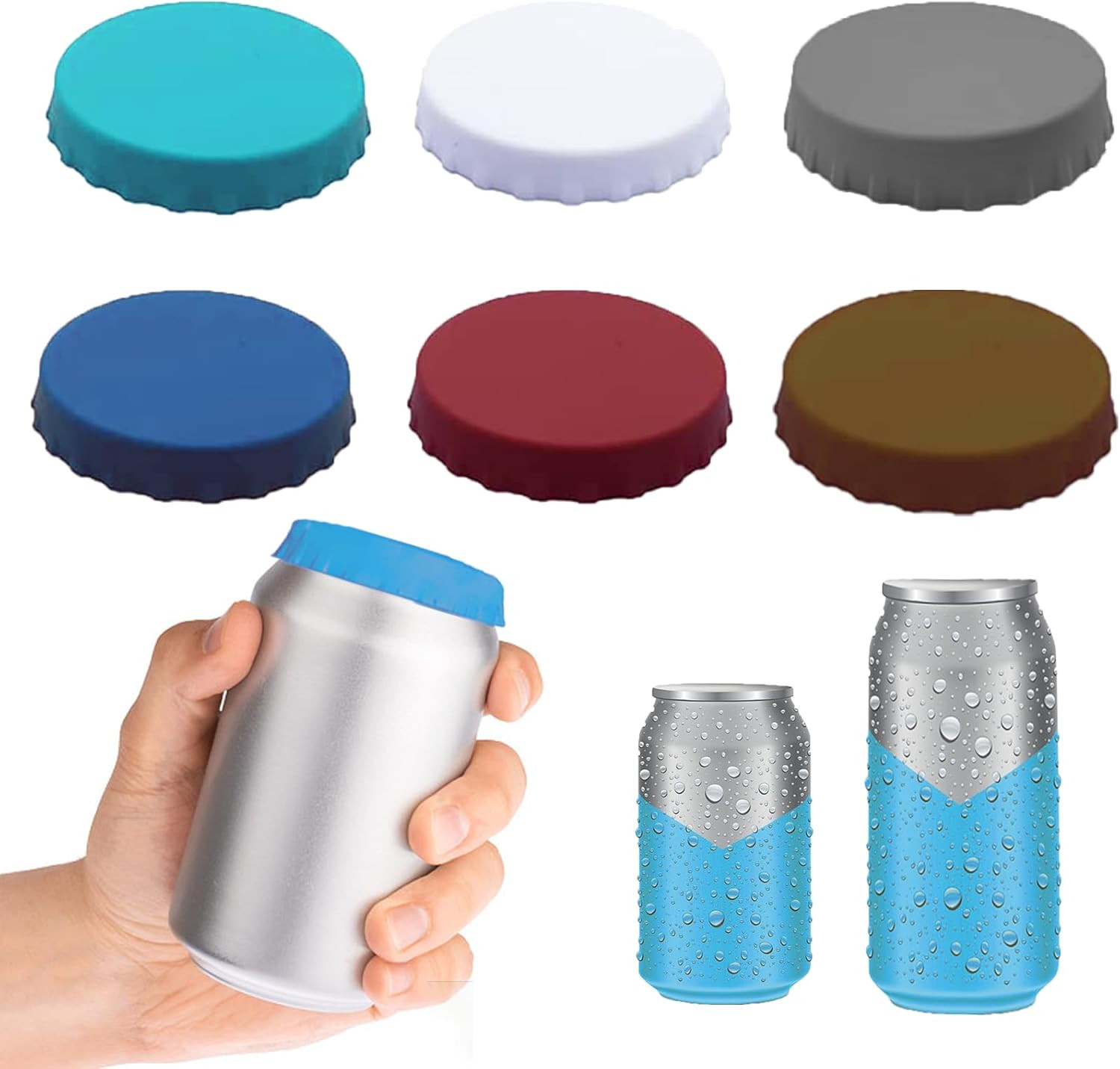 Soda Can Covers Lids - 2.1" Silicone Soda Can Lids Set of 6, Slim Drink Cans Lid
