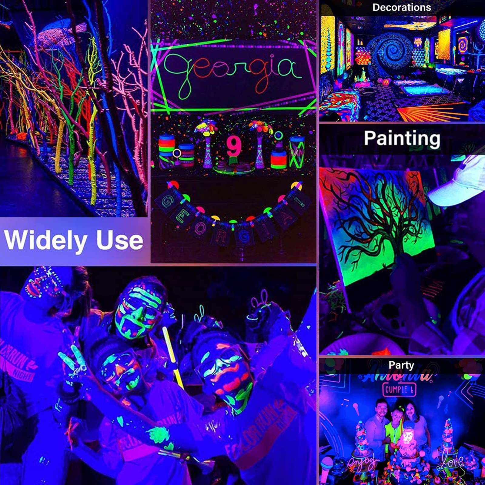 BOSITE 2 Packs 10W 1Ft Linkable UV-A Black Light Bars with 59in 2Pack, 2Pack