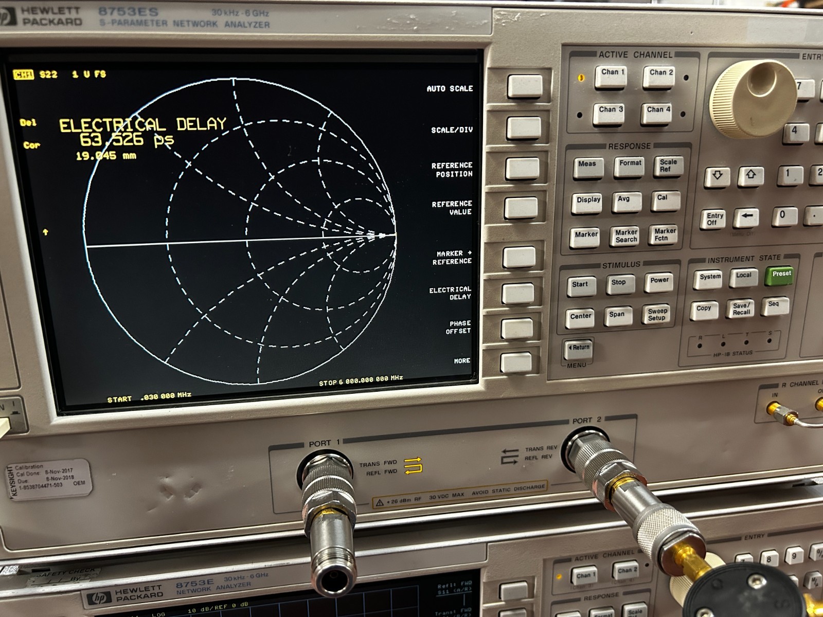 Hewlett Packard 8753ES, S-Parameter Network Analyzer, 30kHz-6GHz, 002, 006 & 010