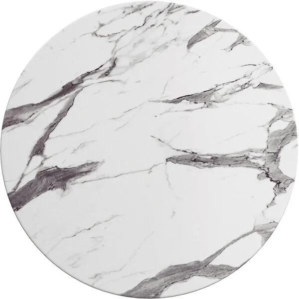 36'' Round All-Weather Restaurant Table Top with Marble Laminate Top Finish
