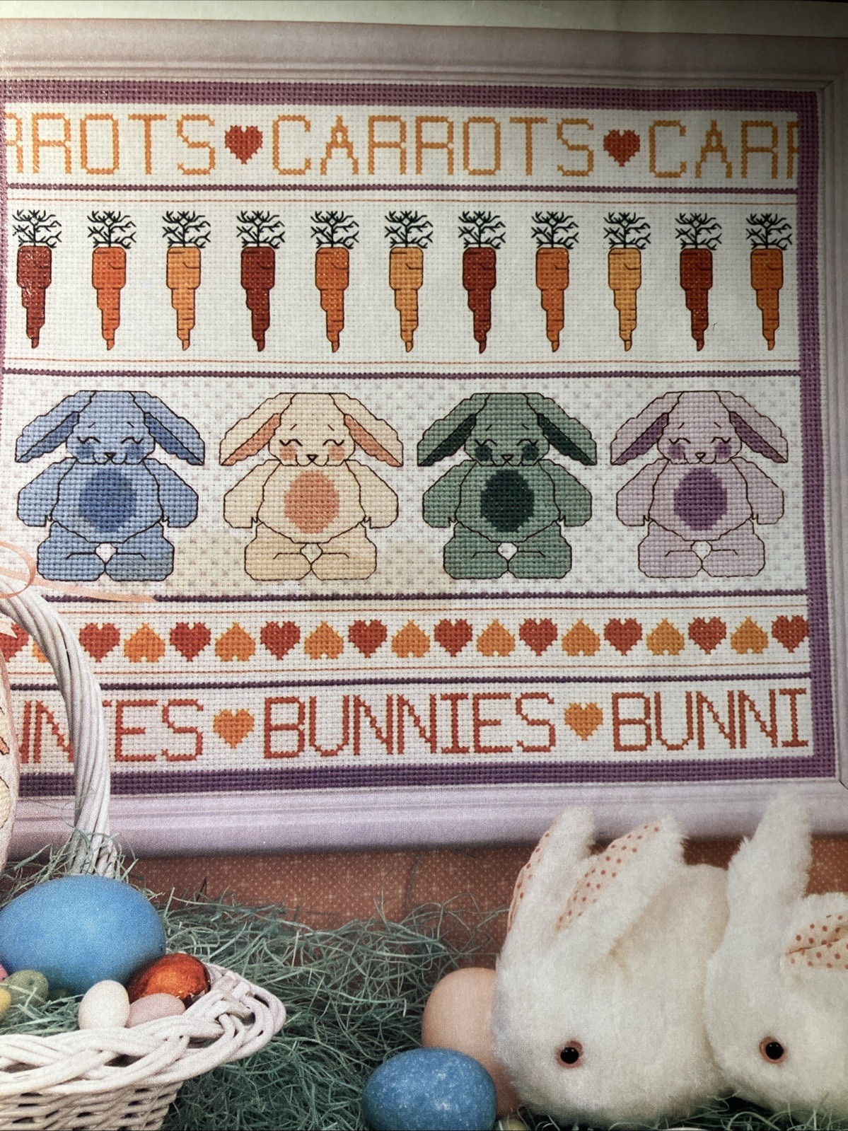 Bunnies Counted Crosstitch Pattern Rabbit Carrot Easter Spring