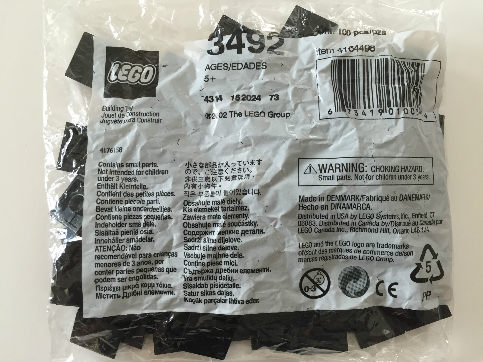 *NEW* 100 Pieces Lego SMOOTH TILE 2x2 BLACK 3492 *BULK* 3068