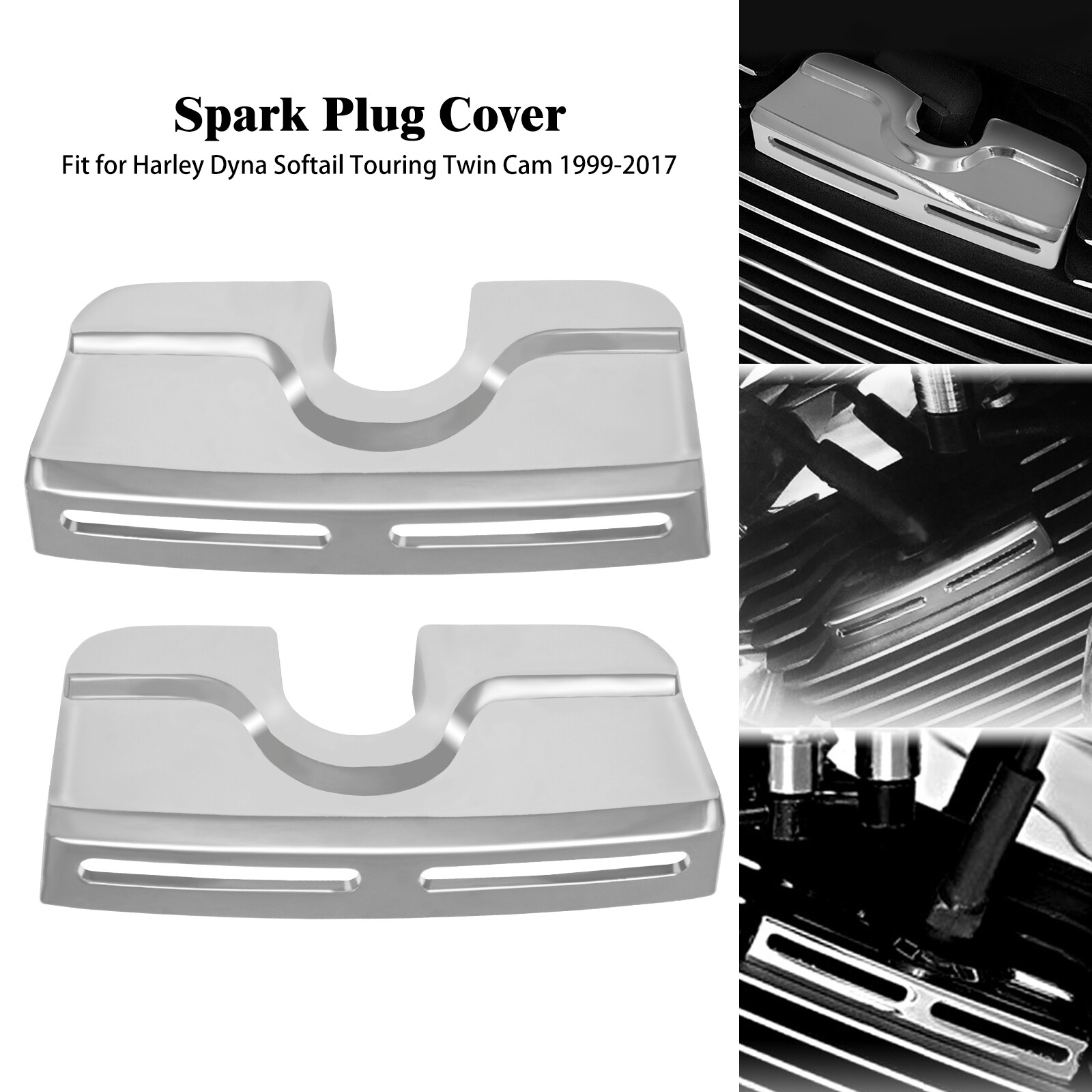 Chrome Spark Plug Head Bolt Cover Fit For Harley Dyna Softail Twin Cam 1999-17