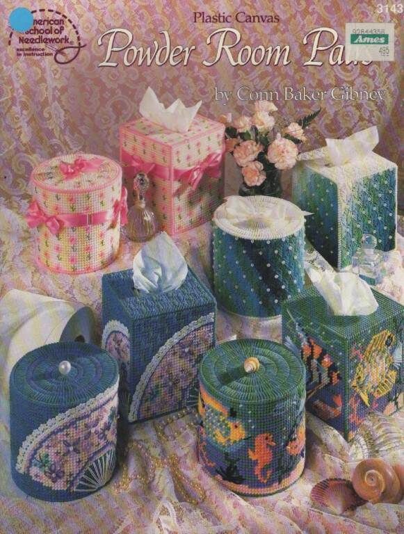 OOP!!! PLASTIC CANVAS POWDER ROOM PAIRS 8 SETS BEAUTIFUL DESIGNS