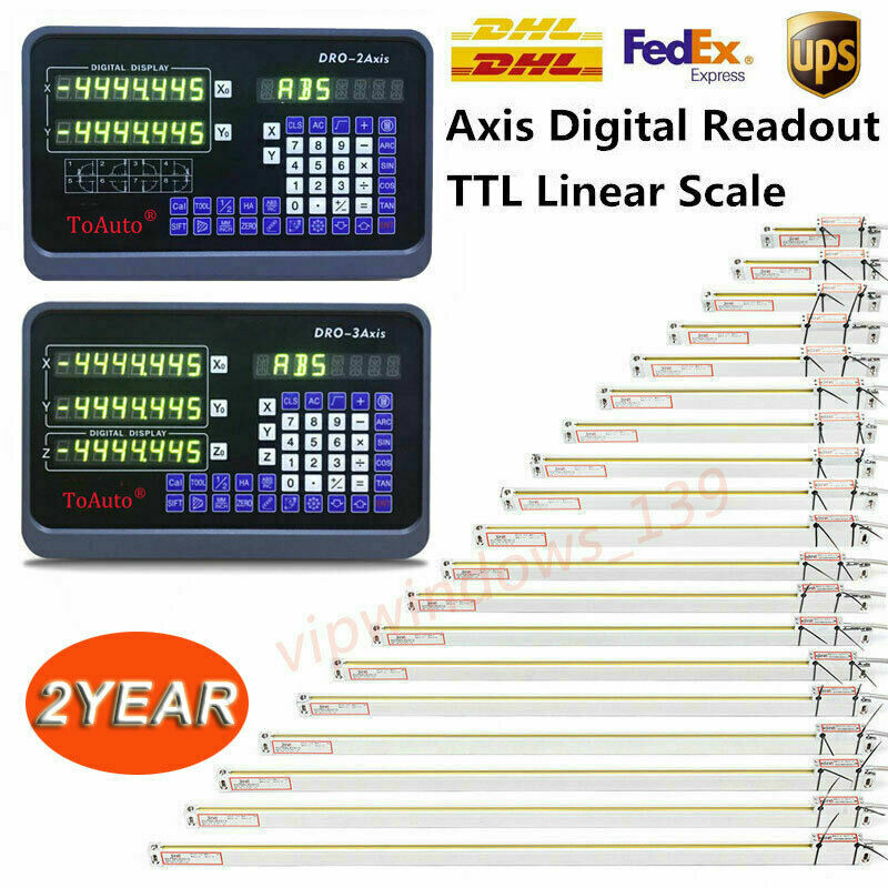 3/2Axis Digital Readout DRO 5µm 0.0002" Linear Scale Encoder for Mill Lathe CNC