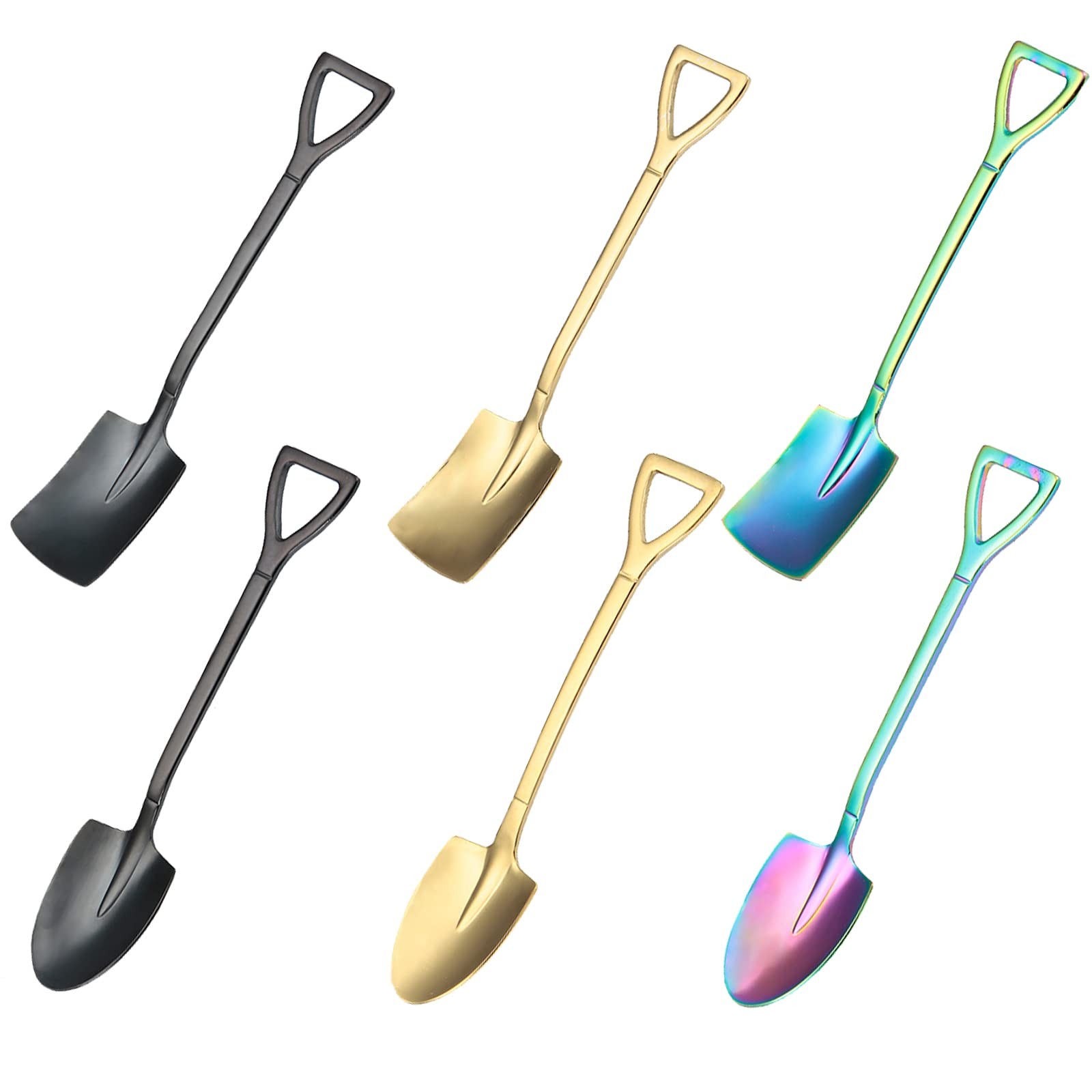 6Pcs Mini Spoons, Multicolor Tiny Metal Shovel Spoon Home Kitchen Supplies