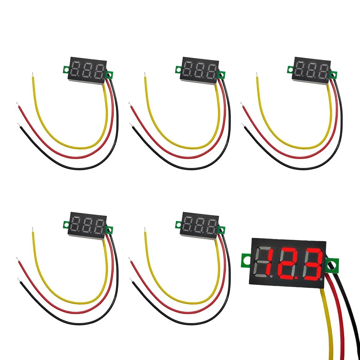 5 PCS Mini Digital Voltage Meter DC 0-30V LED Display Voltmeter