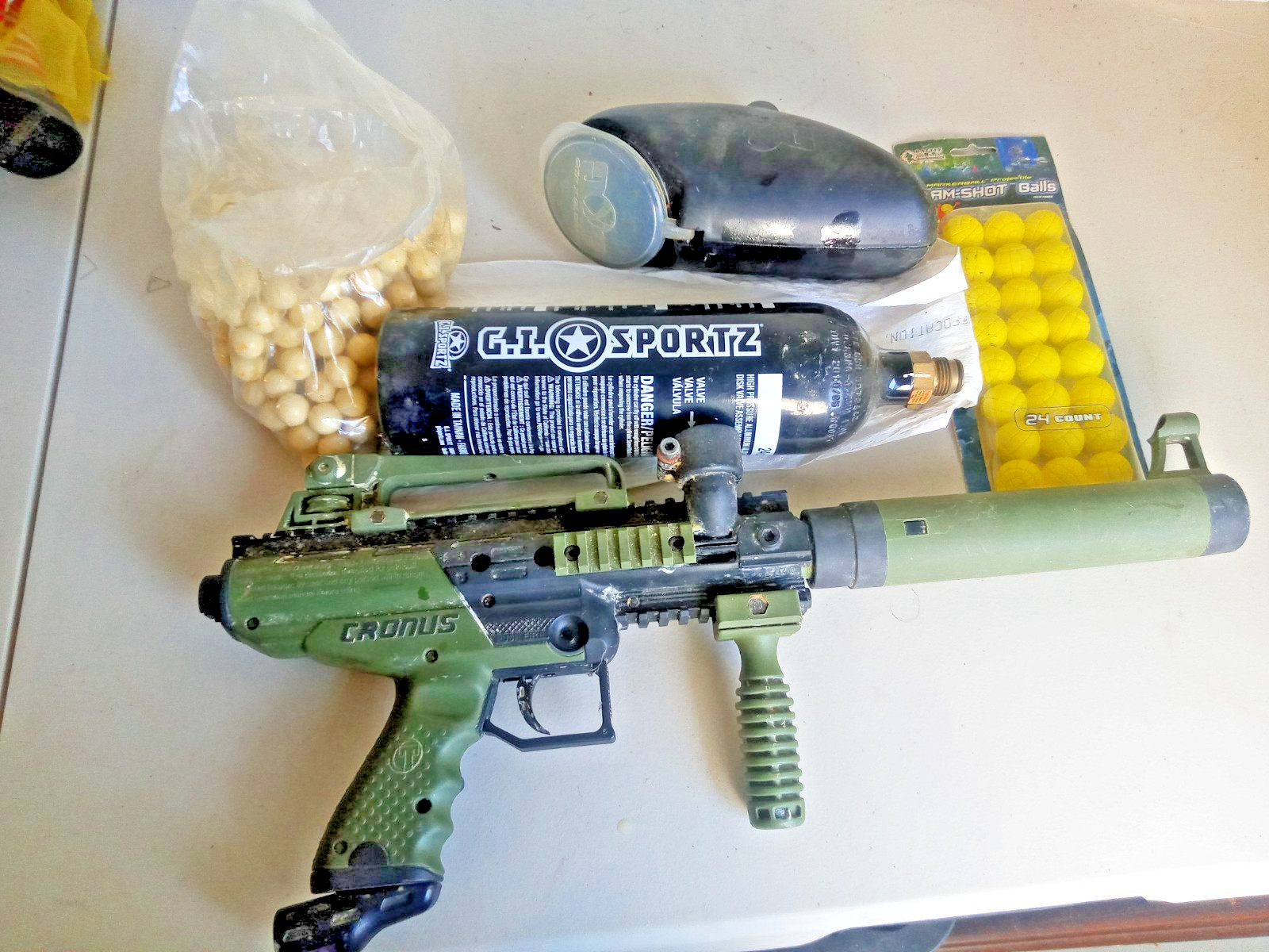 Maddog Tippmann Cronus Tactical Bronze HPA Paintball Gun Olive + tank