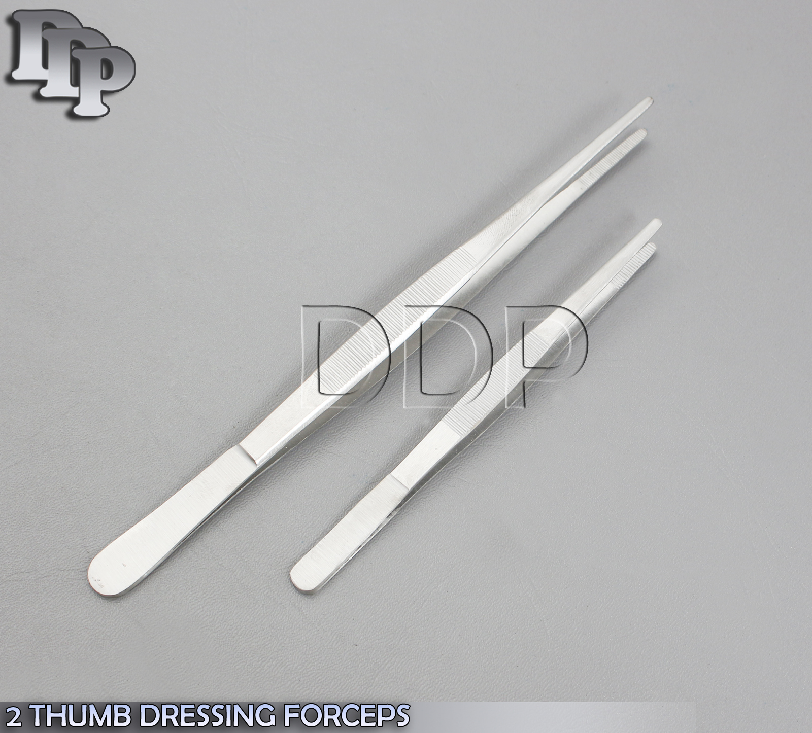 2 PCS THUMB LAB TWEEZERS DRESSING DISSECTION FORCEPS 5" + 8" SERRATED ECONOMY