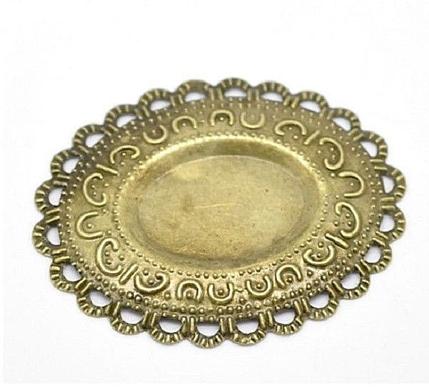 Pkg of 30 OVAL Antique Bronzed CABOCHON SETTINGS 2-7/8" x 1-1/2" (42mm) (18545)