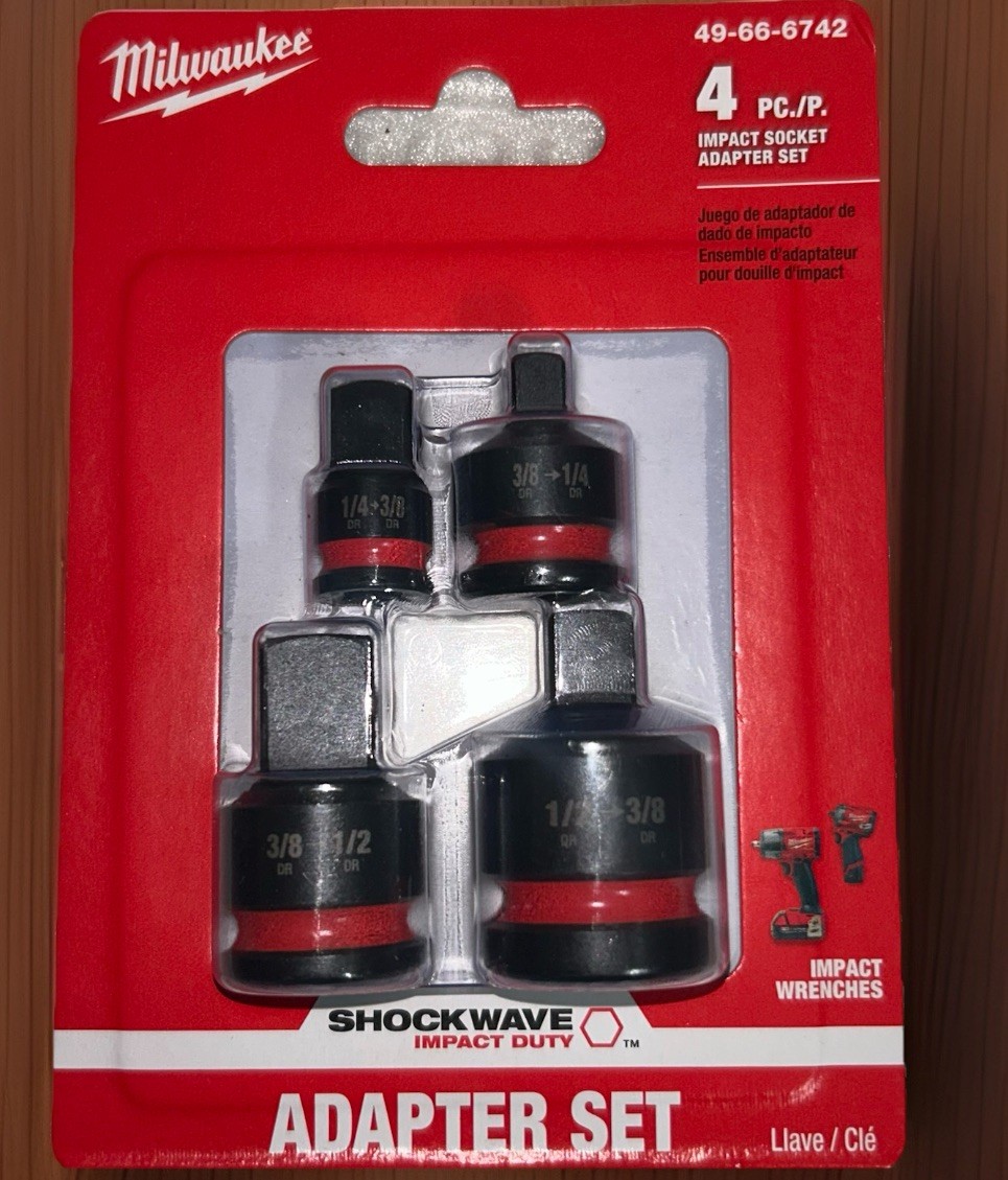 Milwaukee SHOCKWAVE Impact Duty 4pc Socket Adapter Set 1/4 3/8 1/2 49-66-6742