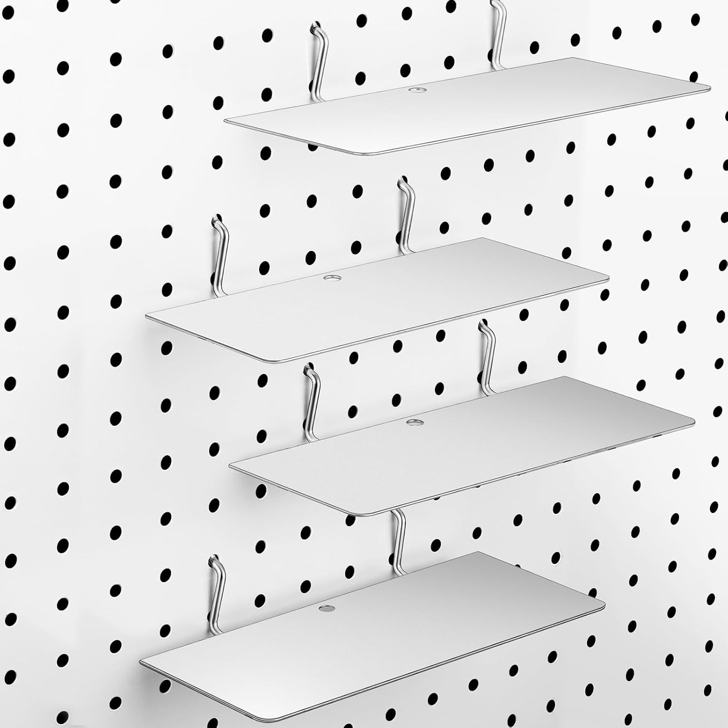 4 Pack Pegboard Shelves Wall Organizer Peg Board Shelf Brackets Steel Tray Pegbo
