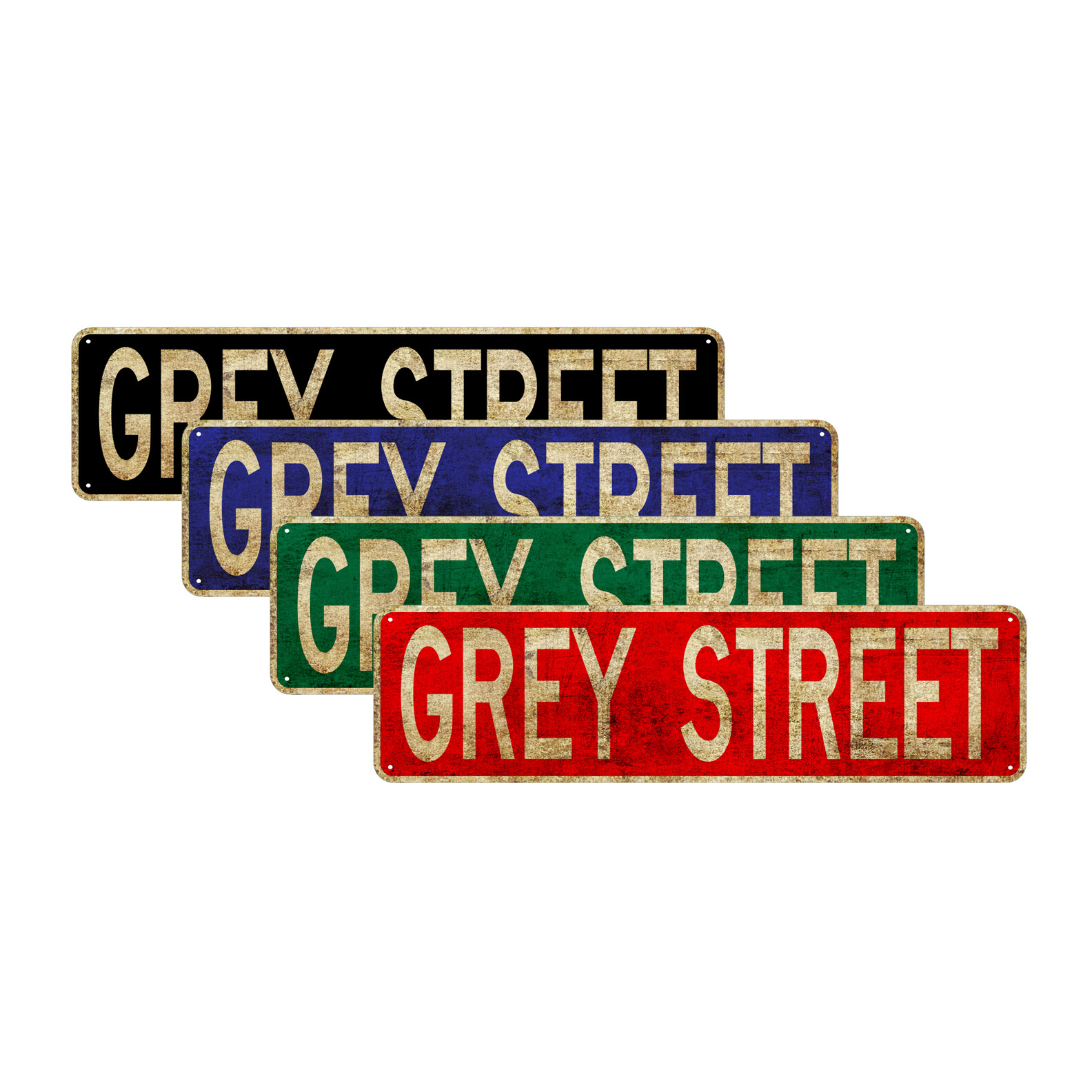 Grey Street Vintage Sign| Garage Bar Road Home City Décor Aluminum Metal Sign