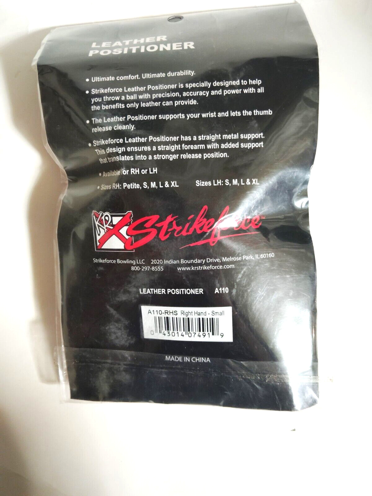 KR Strikeforce Positioner Right Hand Small Leather Bowling Wrist Support Black