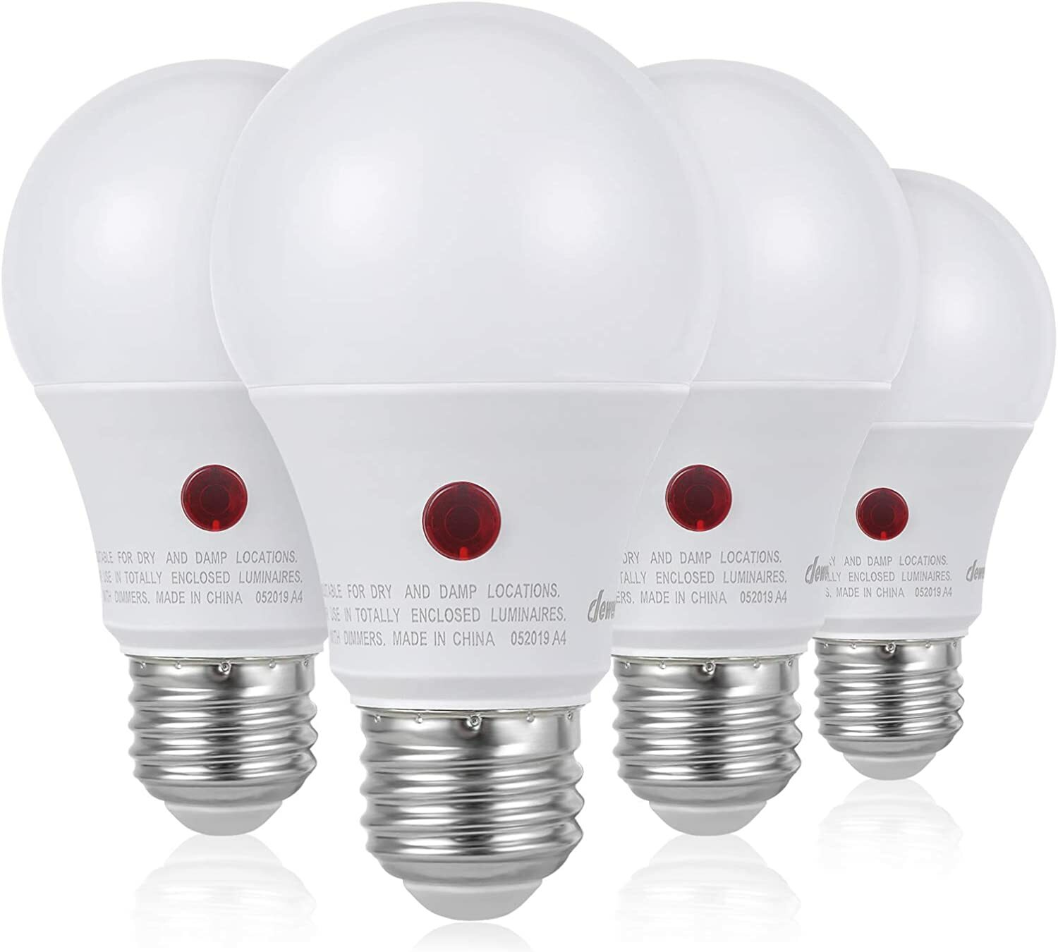 DEWENWILS 4-Pack Smart Automatic On/Off  Photocell Sensor A19 E26 Porch Bulb