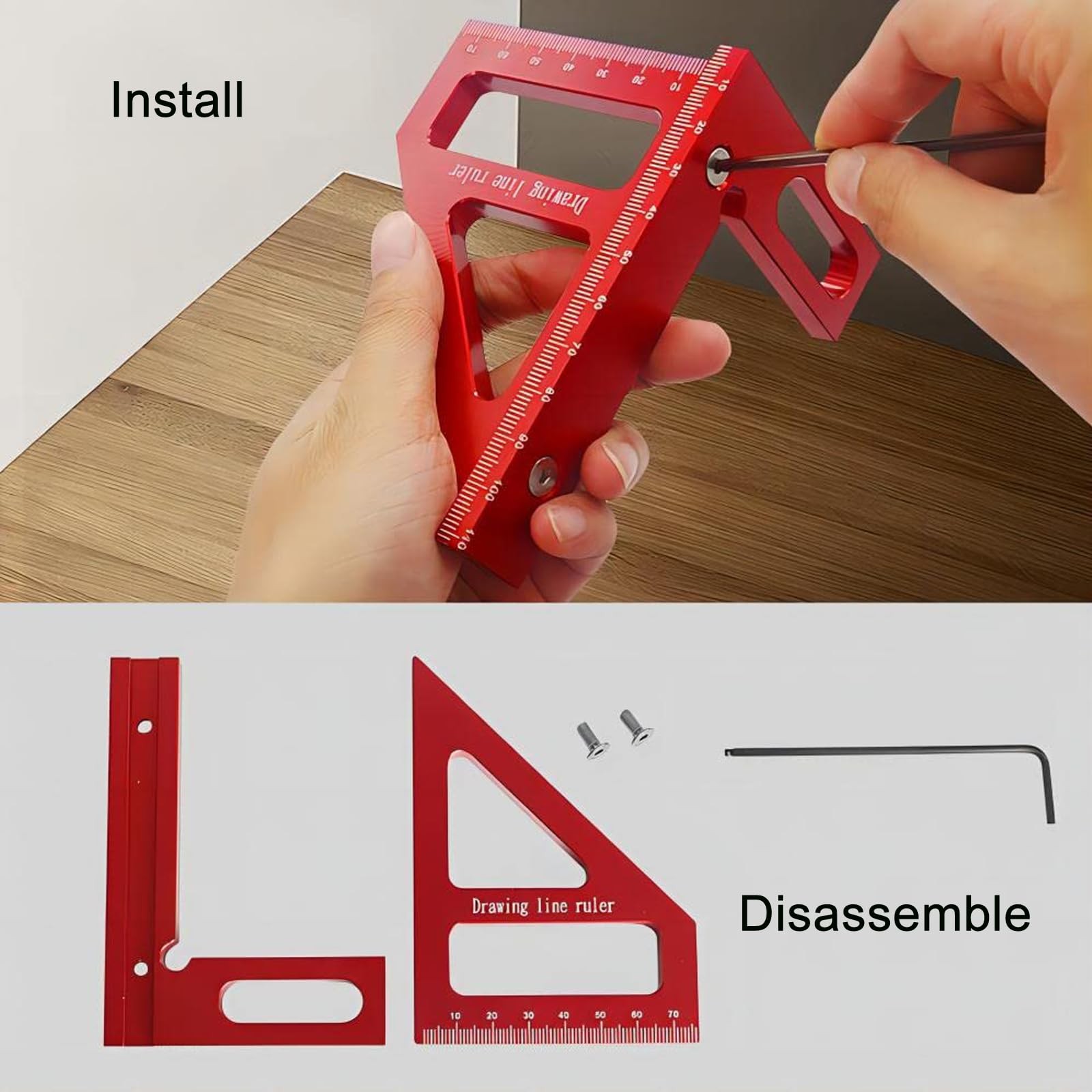 3D Multi-Angle Measuring Ruler,Miter Triangle Ruler Precision Layout Measurin...