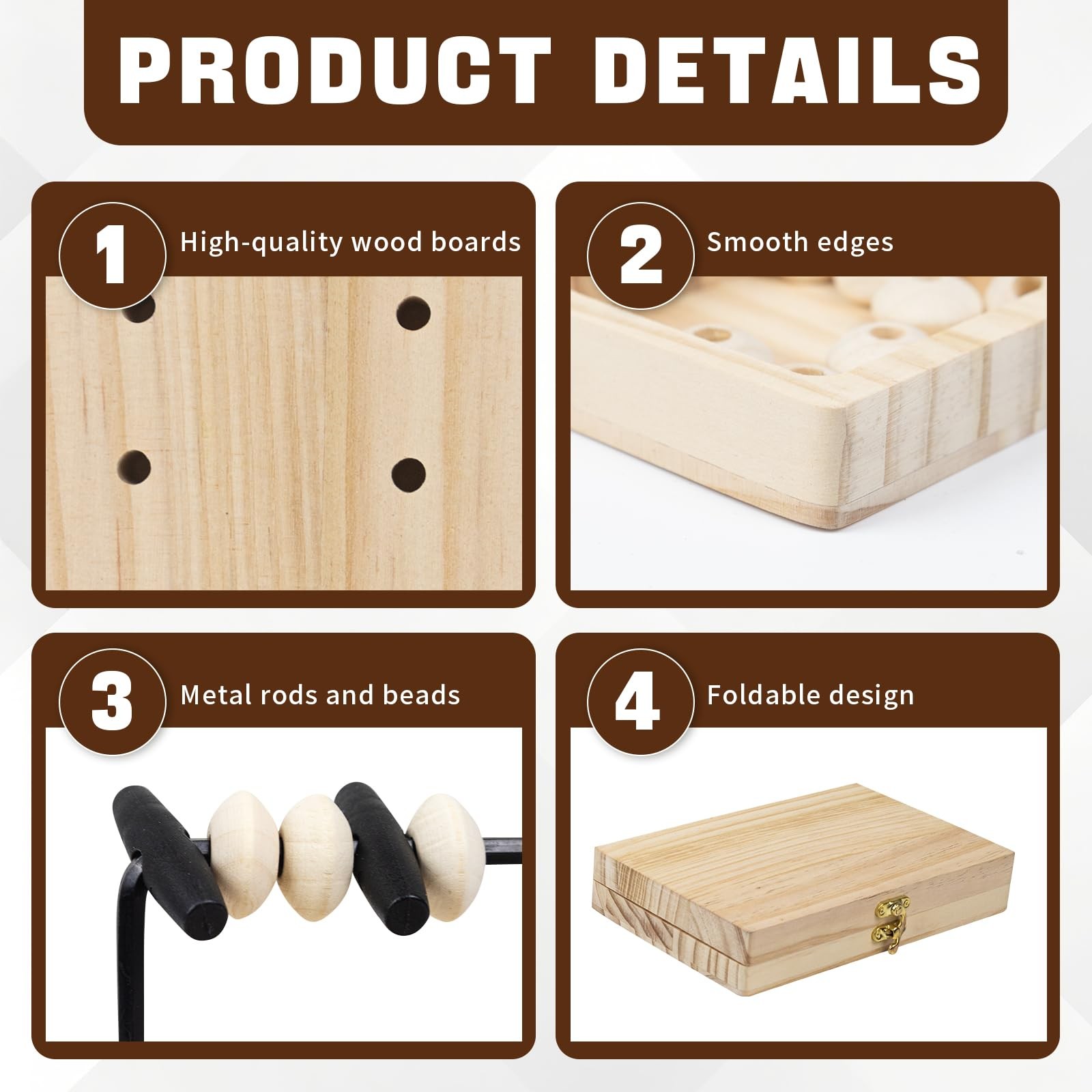 Foldable Wooden Pegboard for Finger Dexterity,43-Holes Peg Board for Occupati...