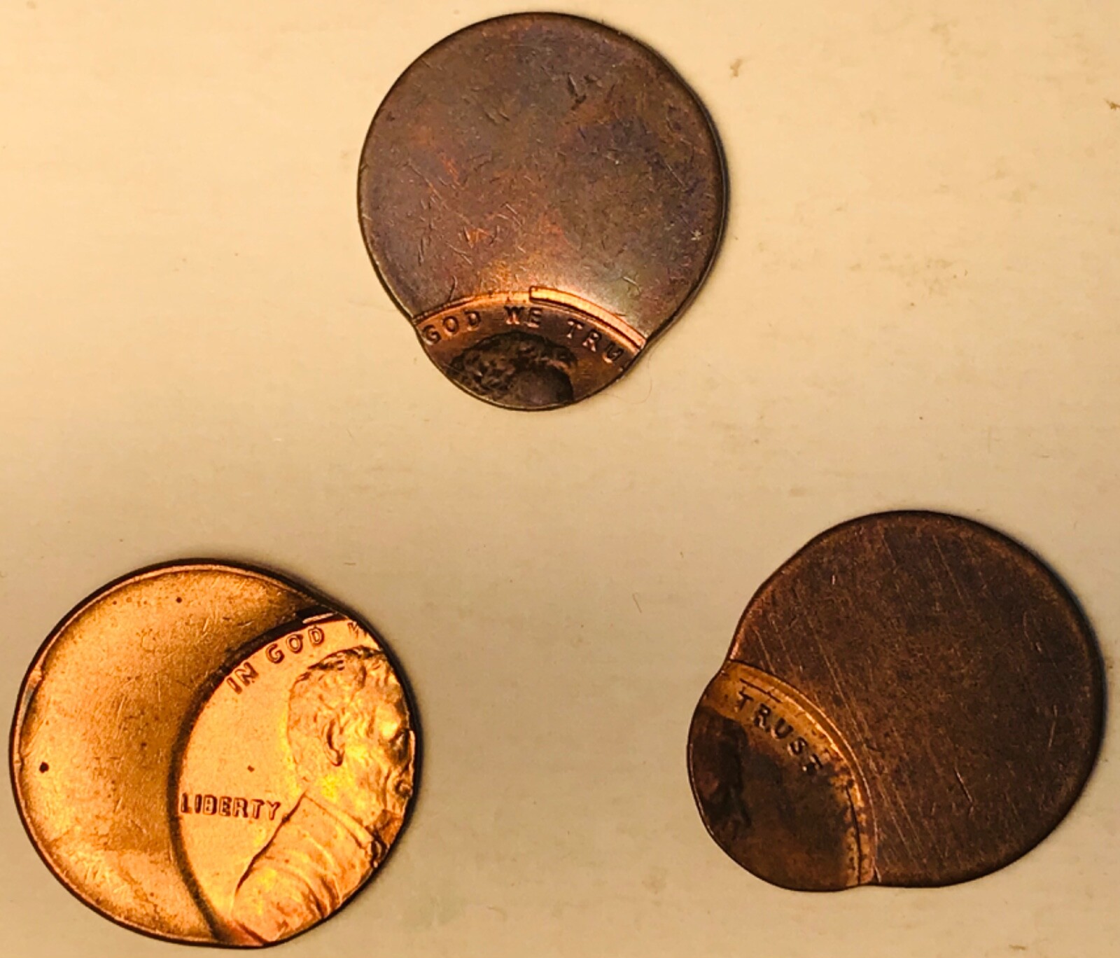 Starter for off center clock. 3 different angle off center copper cent ERRORS