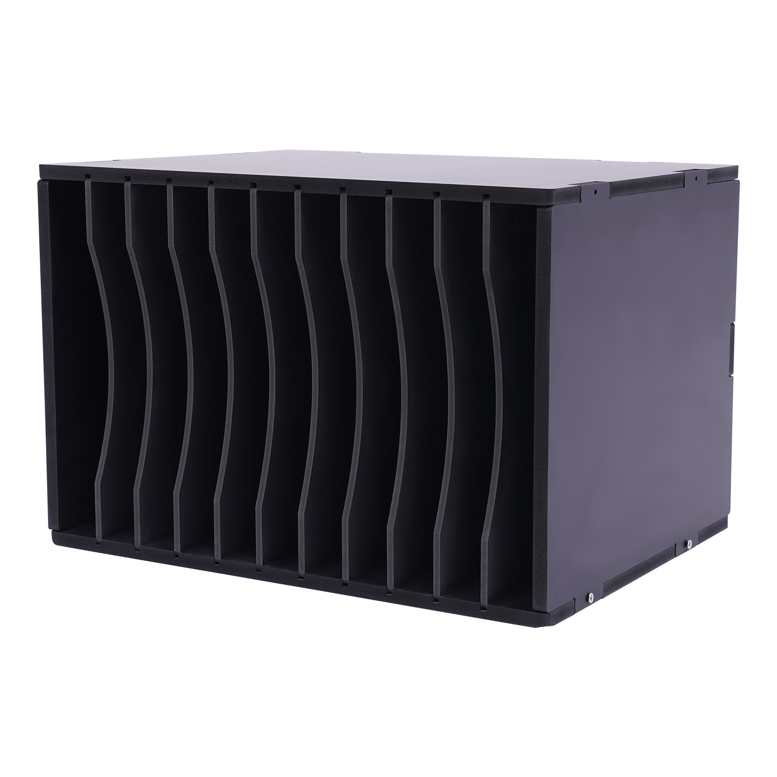 Vertical Desktop Sorter, 11 Compartment, Black, Letter-size Shelves