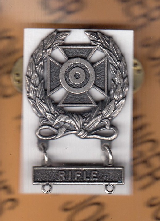 US Army EXPERT w/ RIFLE bar Marksmanship Brushed award badge c/b N