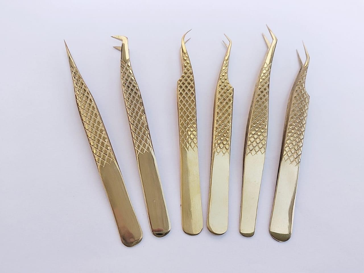 Eyelash Tweezers Set of 6 Pcs Lash Tweezers Set