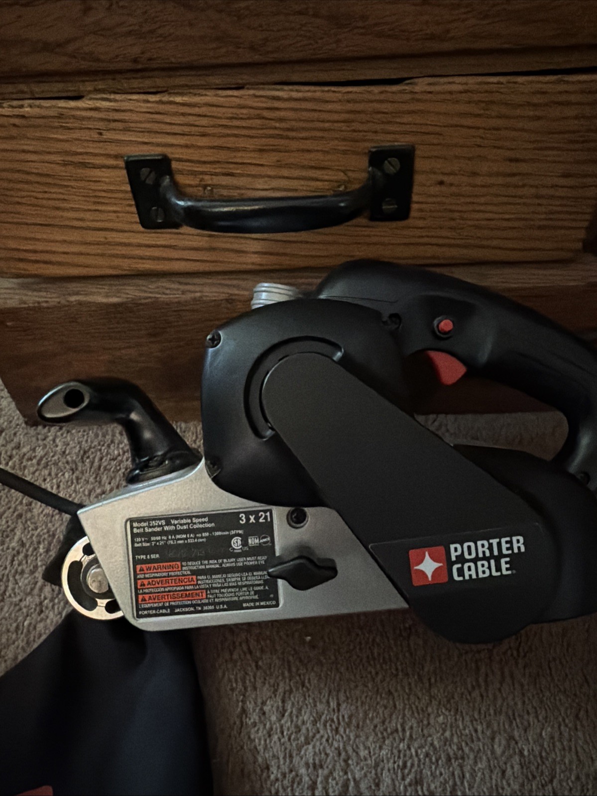 Porter Cable 352VS Type 4,  3" x 21" Variable Speed Belt Sander, w/ Dust Bag