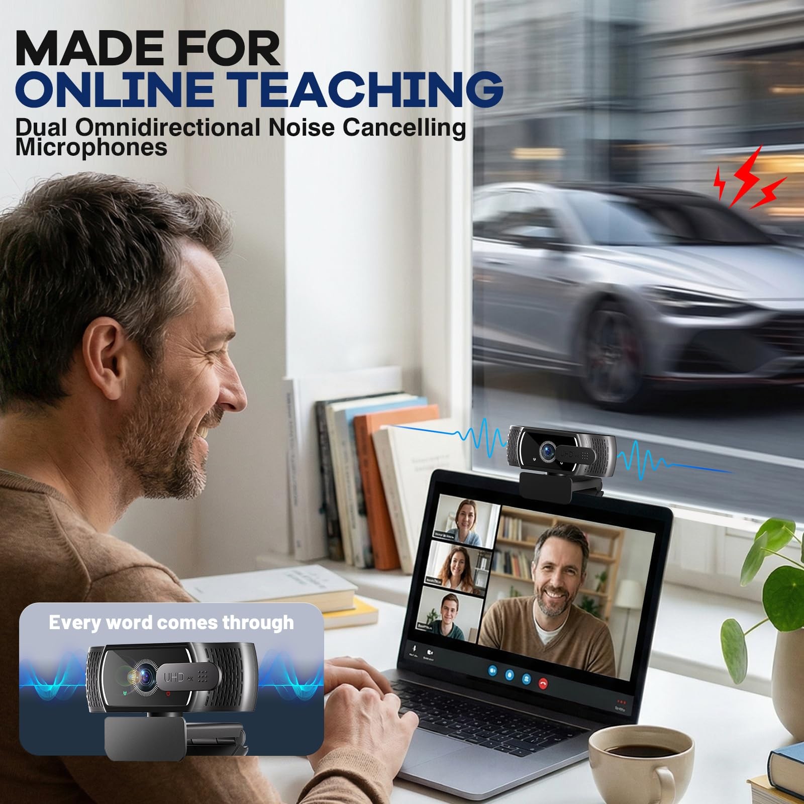 4K Webcam for PC & Mac, Tiny USB Streaming Camera with PDAF Autofocus, Dual O...