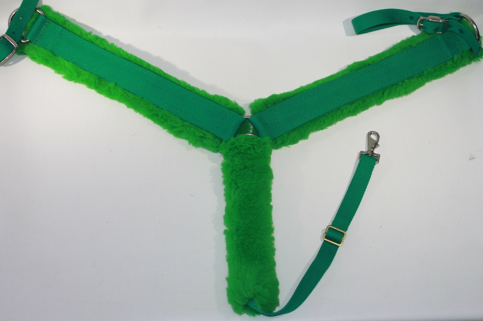 Iron Horse Brand Vintage Funky Green Nylon/Fleece Padded 3 Way Breast Collar