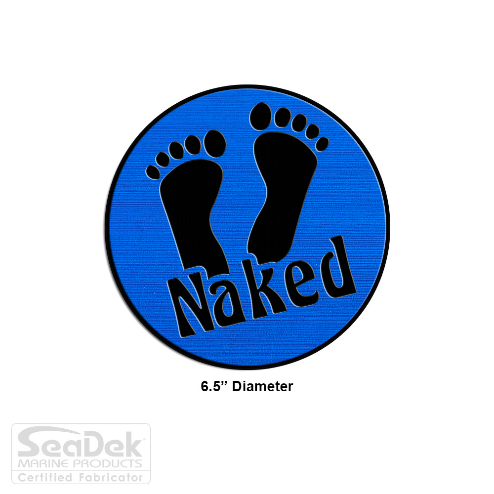 SeaDek Boat Step Pad - NonSkid Stick On - BiminiBlu-Blk - 6.5" Naked Feet Circle