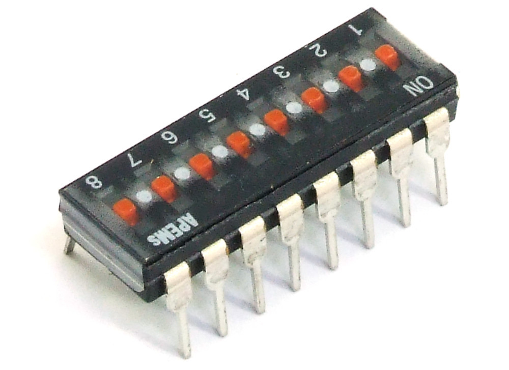 APEM DIP Switch Slide 8 Position / DIP Switch 25mA 24V PCB THT DIP-16 2.54mm