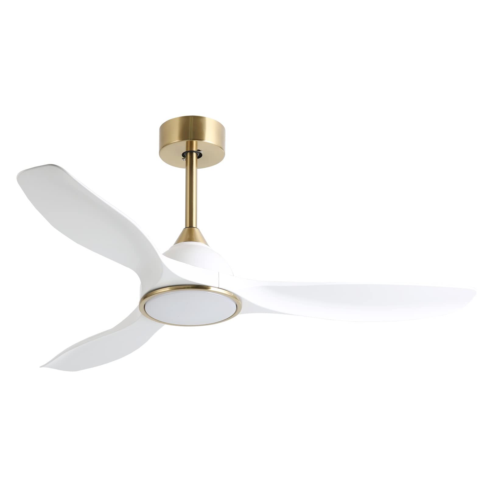 52 Inch High CFM Modern White Gold Ceiling Fan with Lights Remote Control