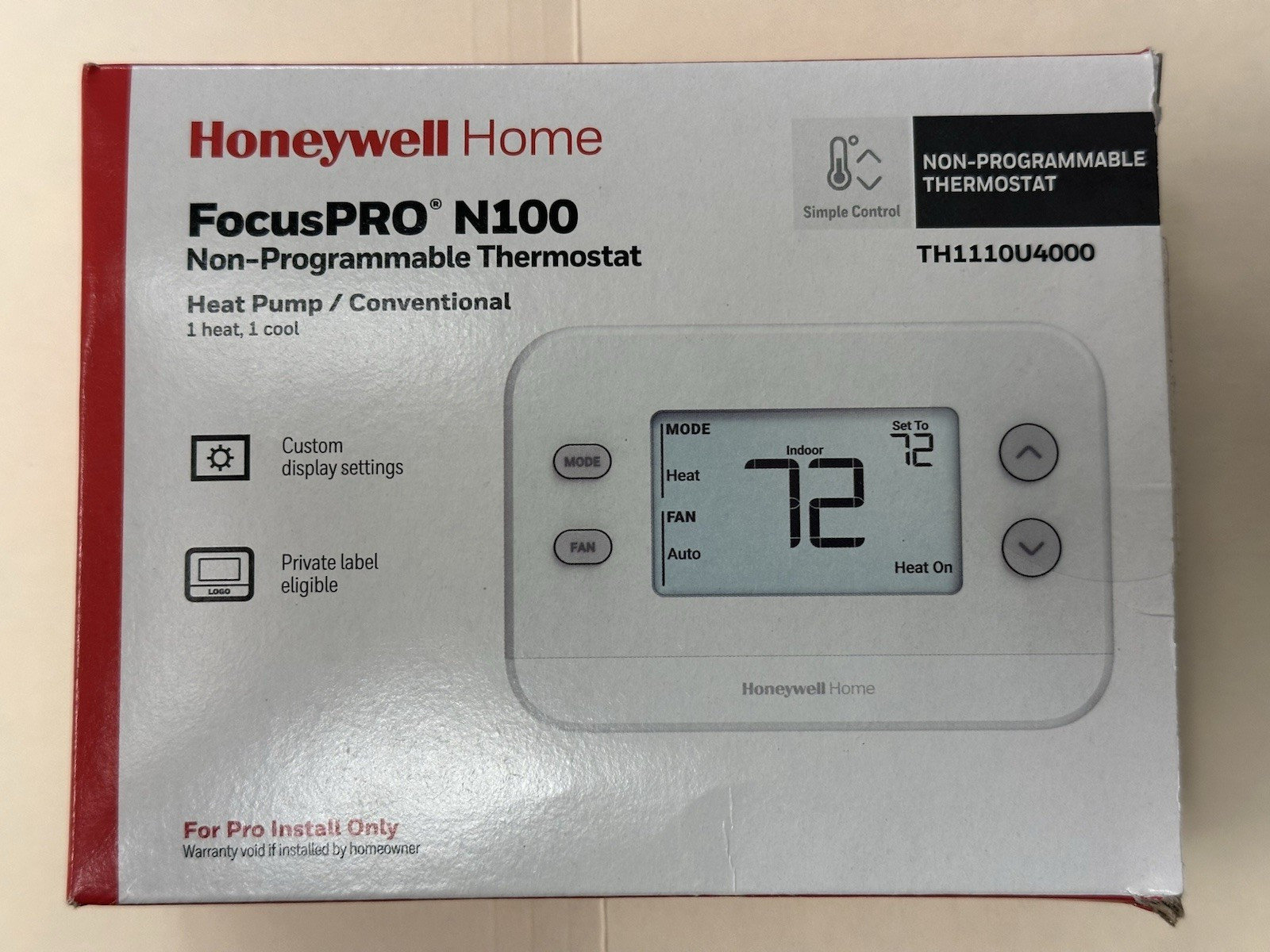 Honeywell FocusPRO N100 TH111OU4000