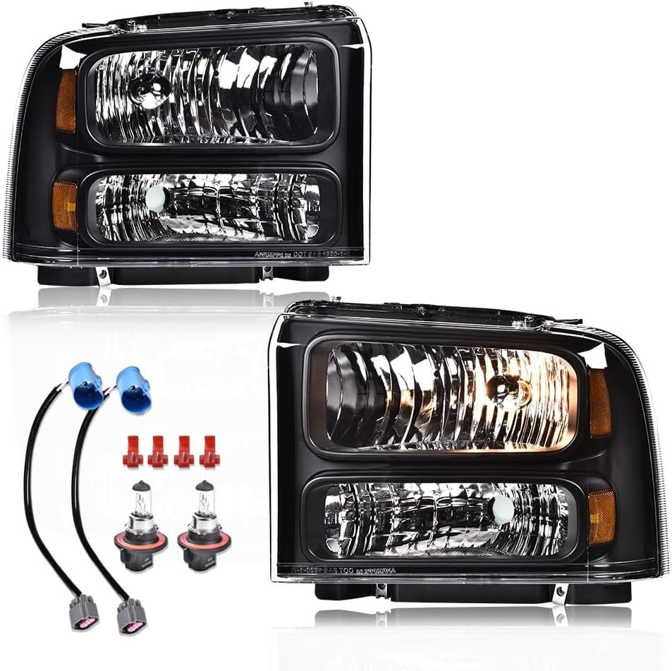Headlights Fit 99-04 Ford F250 F350 F450 F550 Super Duty Bumper Lamps