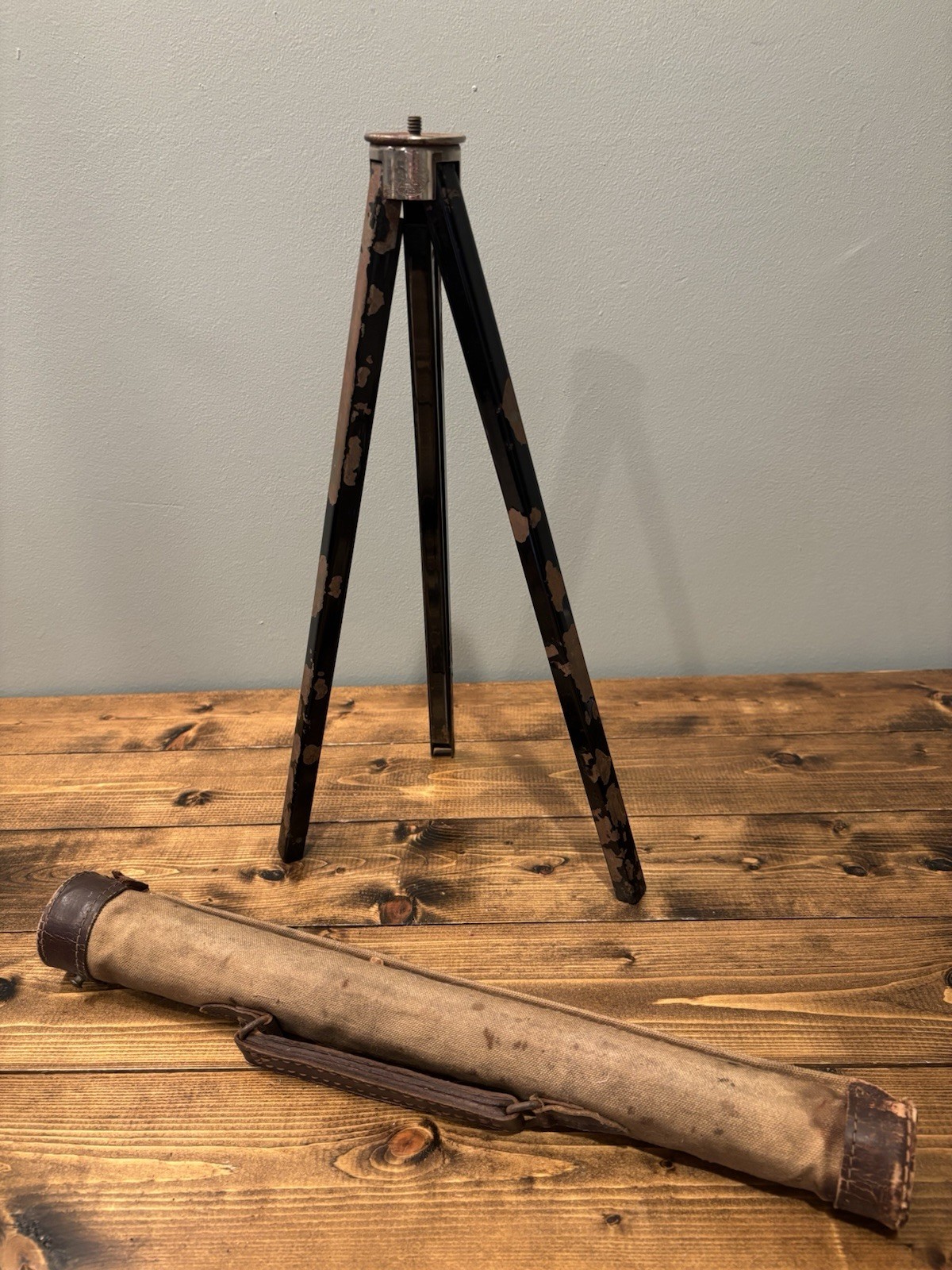 Vintage FRENCH PATHEX CAMERA TRIPOD W/ORIGINAL TOTE BAG