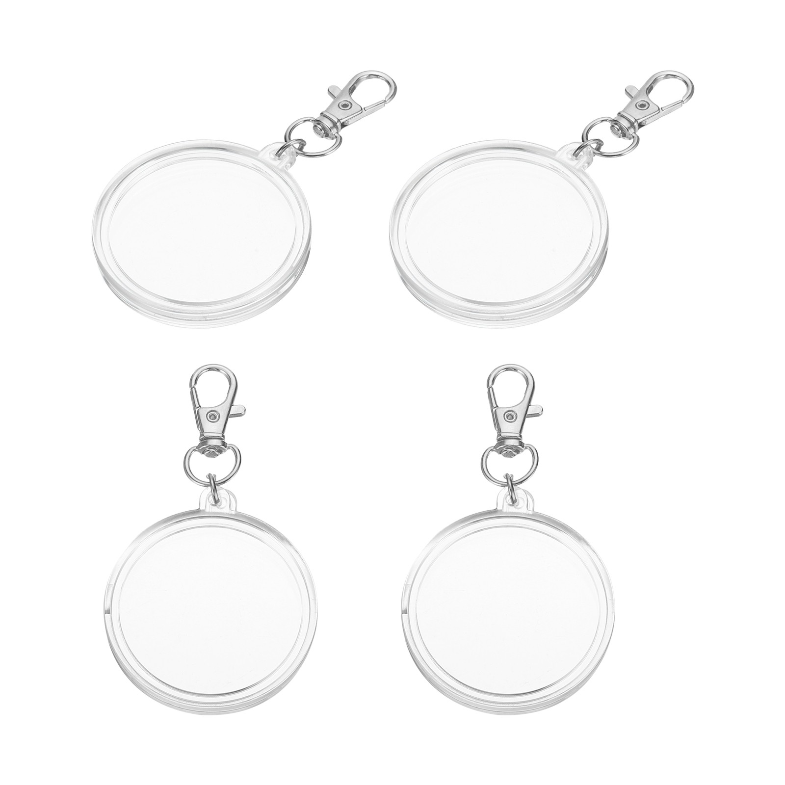 40mm Coin Holder Keychain, 4Pcs Coin Case with Key Ring Buckle, Silver
