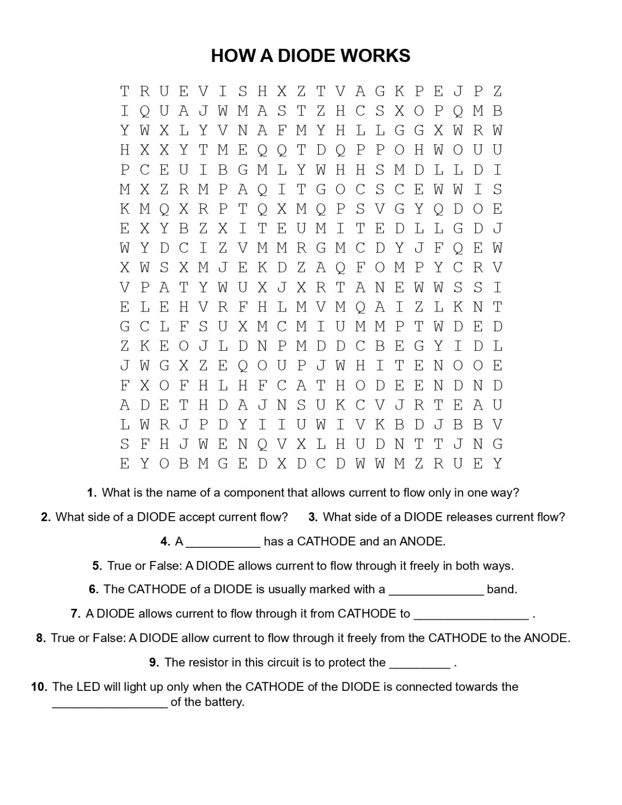 5th Grade- Lesson Plan #Exp06 "HOW A DIODE WORKS" Science-Electronics