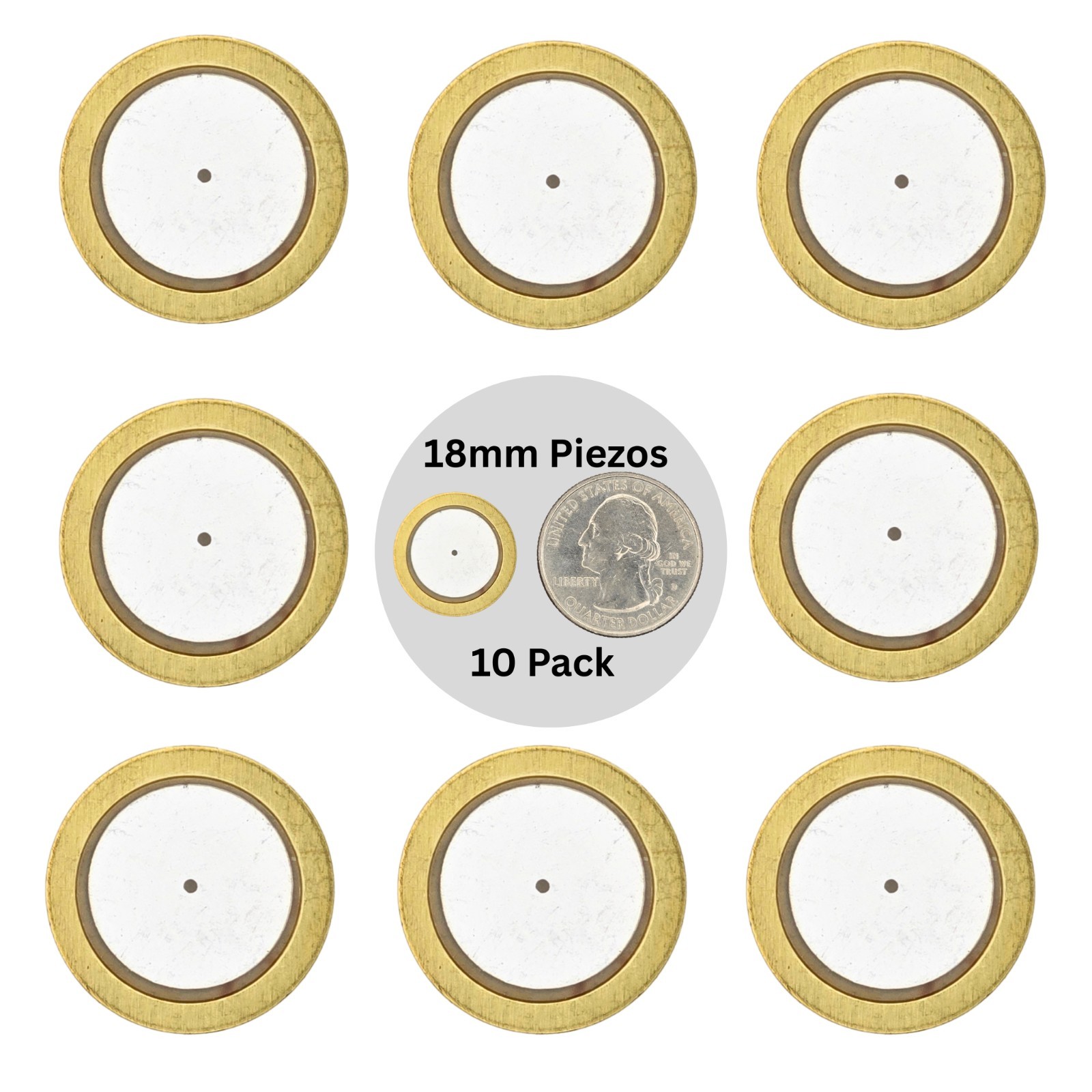 Lot of 10 – Murata Piezo Pickup Discs – 18mm Acoustic Transducers