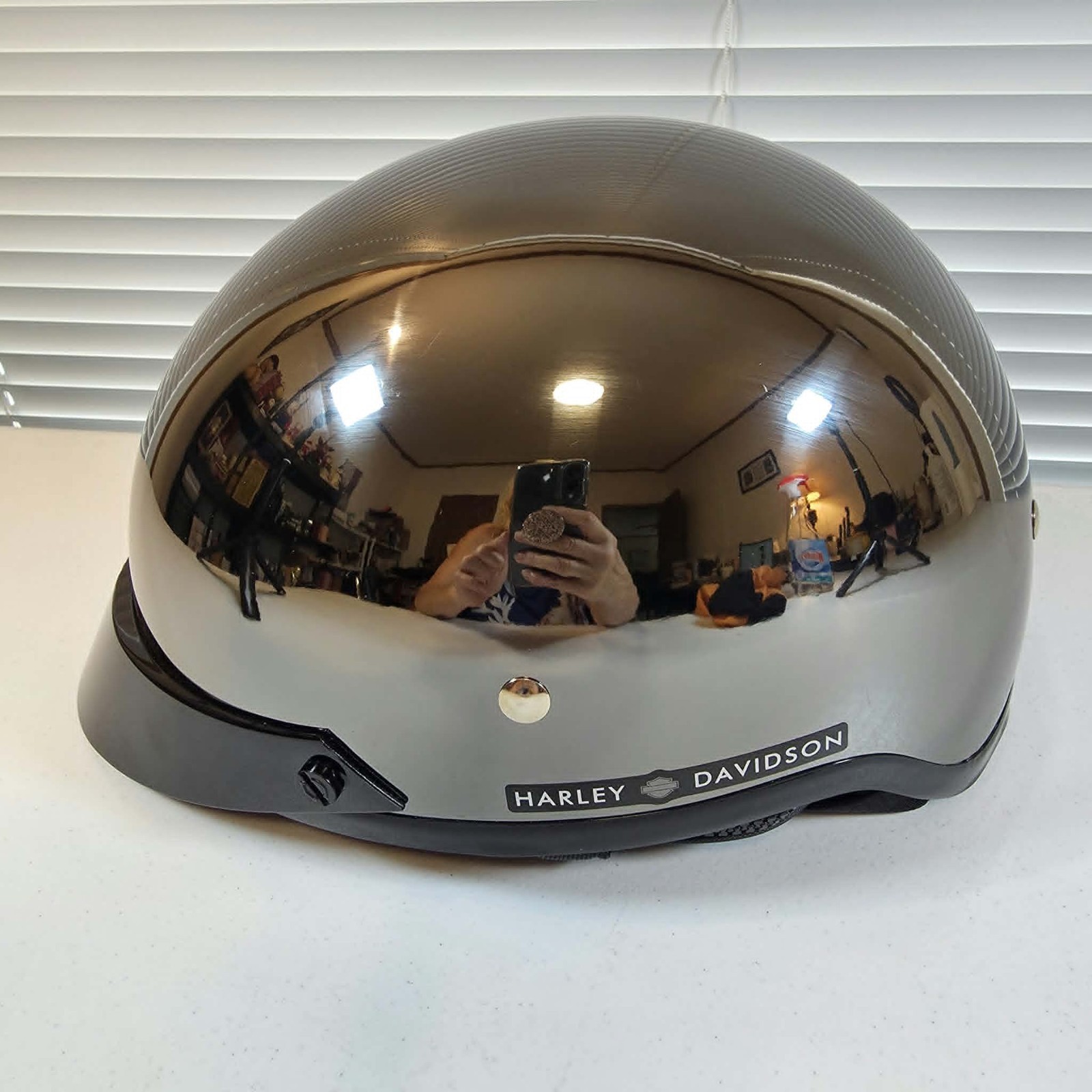 HARLEY DAVIDSON HALF HELMET CHROME SILVER WOMENS SIZE LARGE