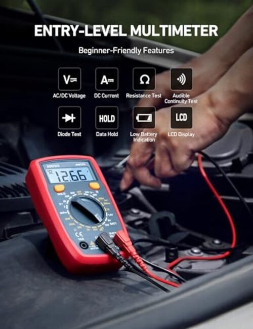 Digital Multimeter Tester 2000 Counts with DC AC Voltmeter and Ohm Volt Blue