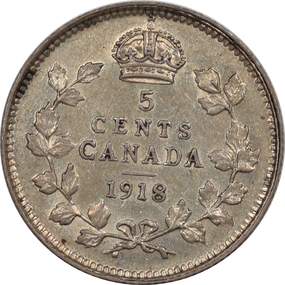 1918 5 CENT CANADA KM-22 - HIGH GRADE EXAMPLE!